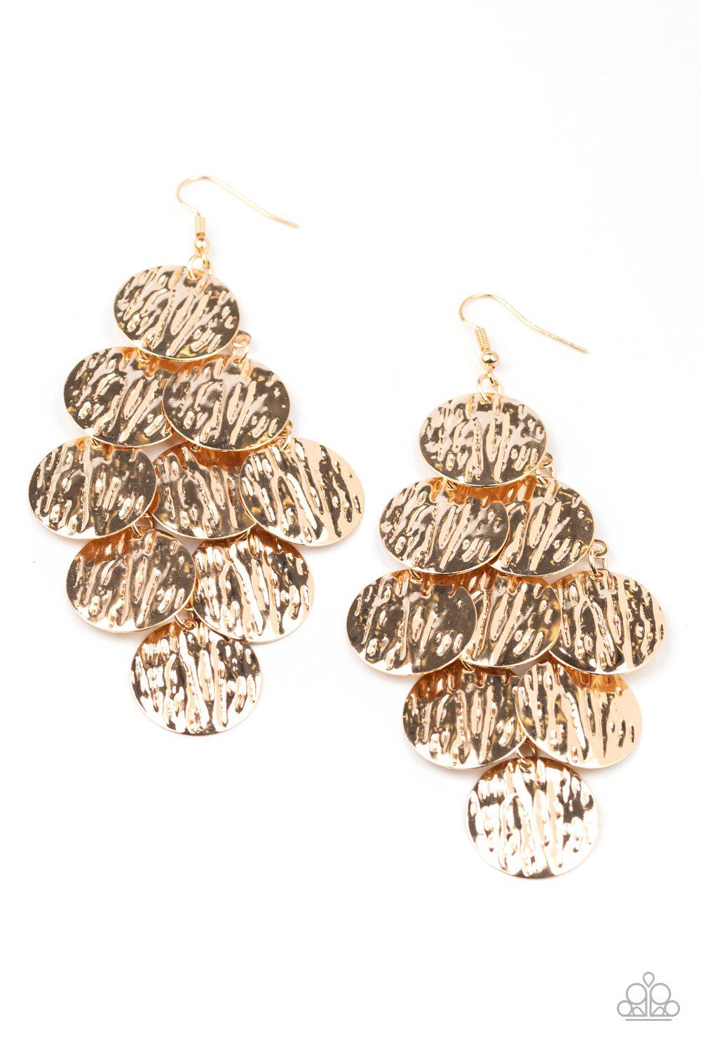 Uptown Edge Gold Earrings - Paparazzi Accessories- lightbox - CarasShop.com - Paparazzi Jewelry by Cara Jewels