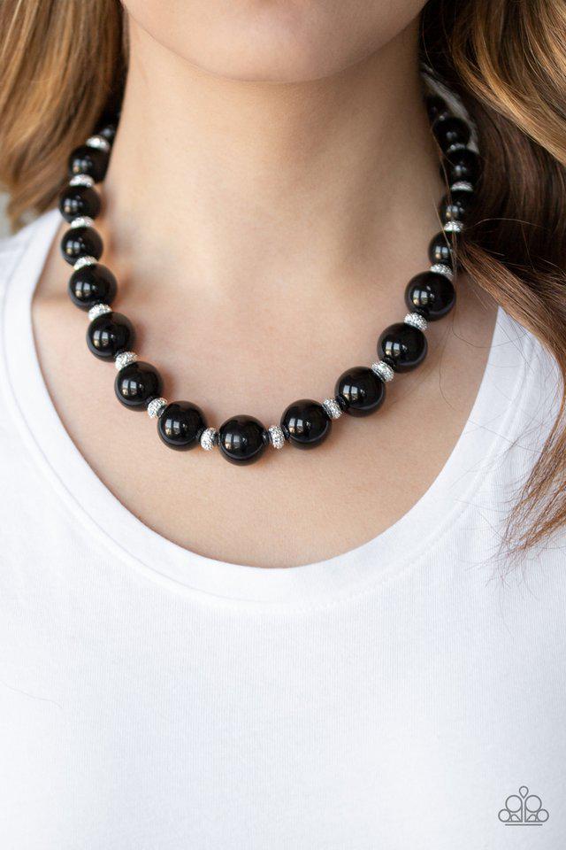 Uptown Heiress Black Necklace - Paparazzi Accessories- on model - CarasShop.com - Paparazzi Jewelry by Cara Jewels