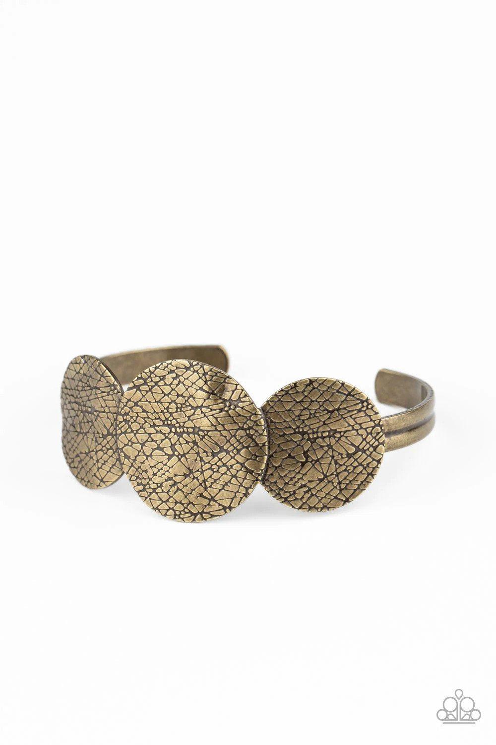 Urban Aftershock Brass Cuff Bracelet - Paparazzi Accessories- lightbox - CarasShop.com - Paparazzi Jewelry by Cara Jewels