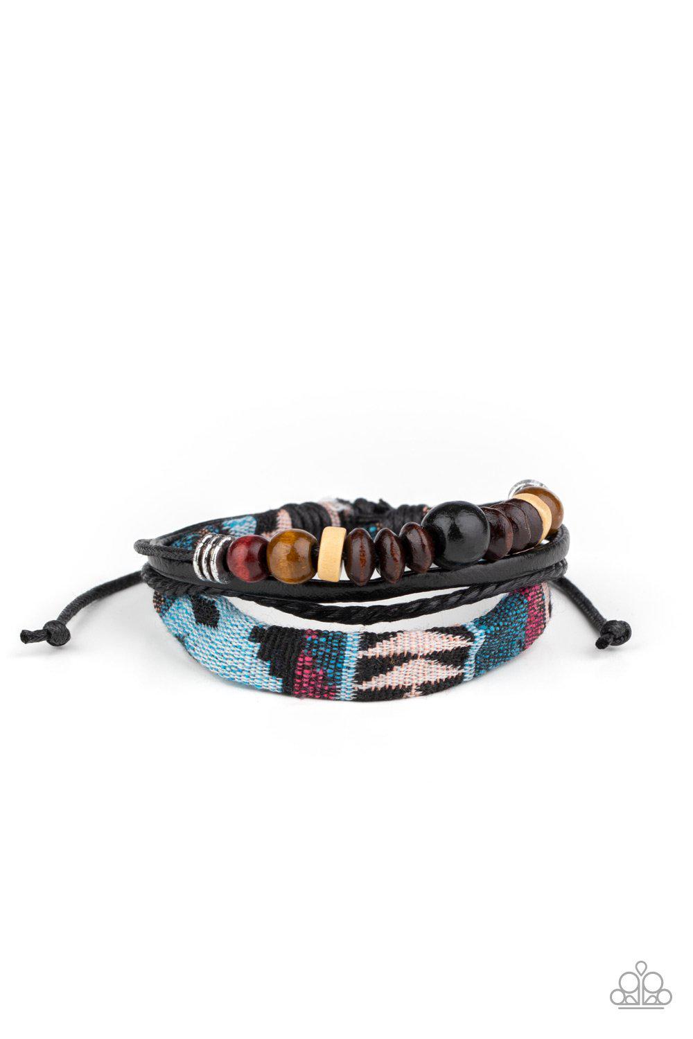 Urban Badlands Multi Wood, Leather and Woven Fabric Urban Knot Bracelet - Paparazzi Accessories- on model - CarasShop.com - Paparazzi Jewelry by Cara Jewels