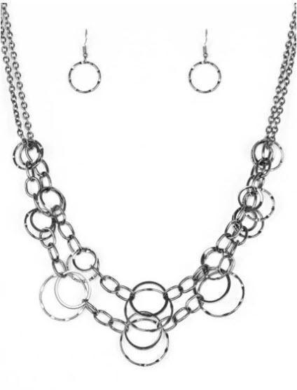 Urban Center Gunmetal Black Necklace - Paparazzi Accessories- lightbox - CarasShop.com - Paparazzi Jewelry by Cara Jewels