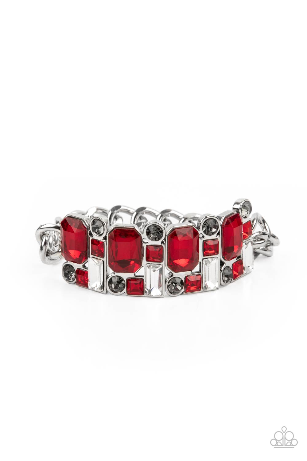 Urban Crest Red, Smoky and White Rhinestone Bracelet - Paparazzi Accessories- on model - CarasShop.com - Paparazzi Jewelry by Cara Jewels