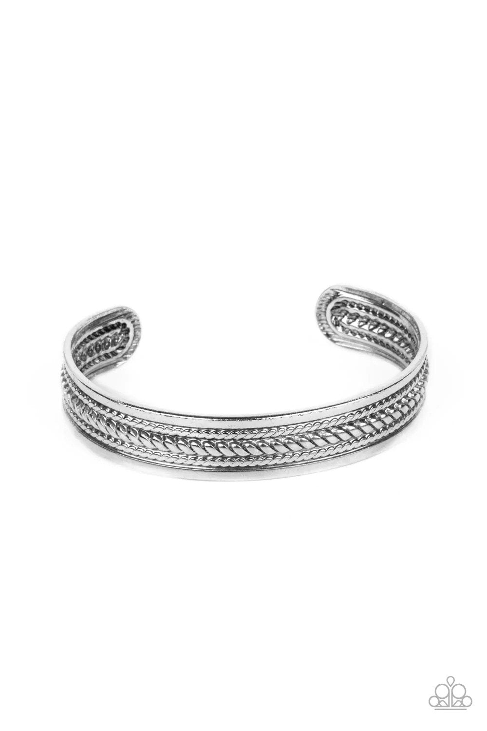 Urban Expedition Men's Silver Cuff Bracelet - Paparazzi Accessories- lightbox - CarasShop.com - Paparazzi Jewelry by Cara Jewels