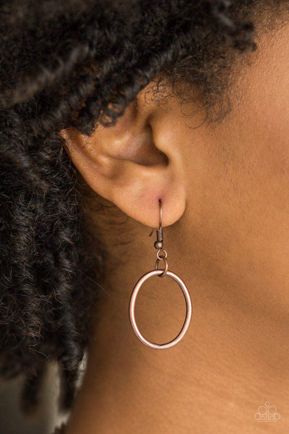 Urban Orbit Copper Necklace - Paparazzi Accessories - free matching earrings -CarasShop.com - Paparazzi Jewelry by Cara Jewels