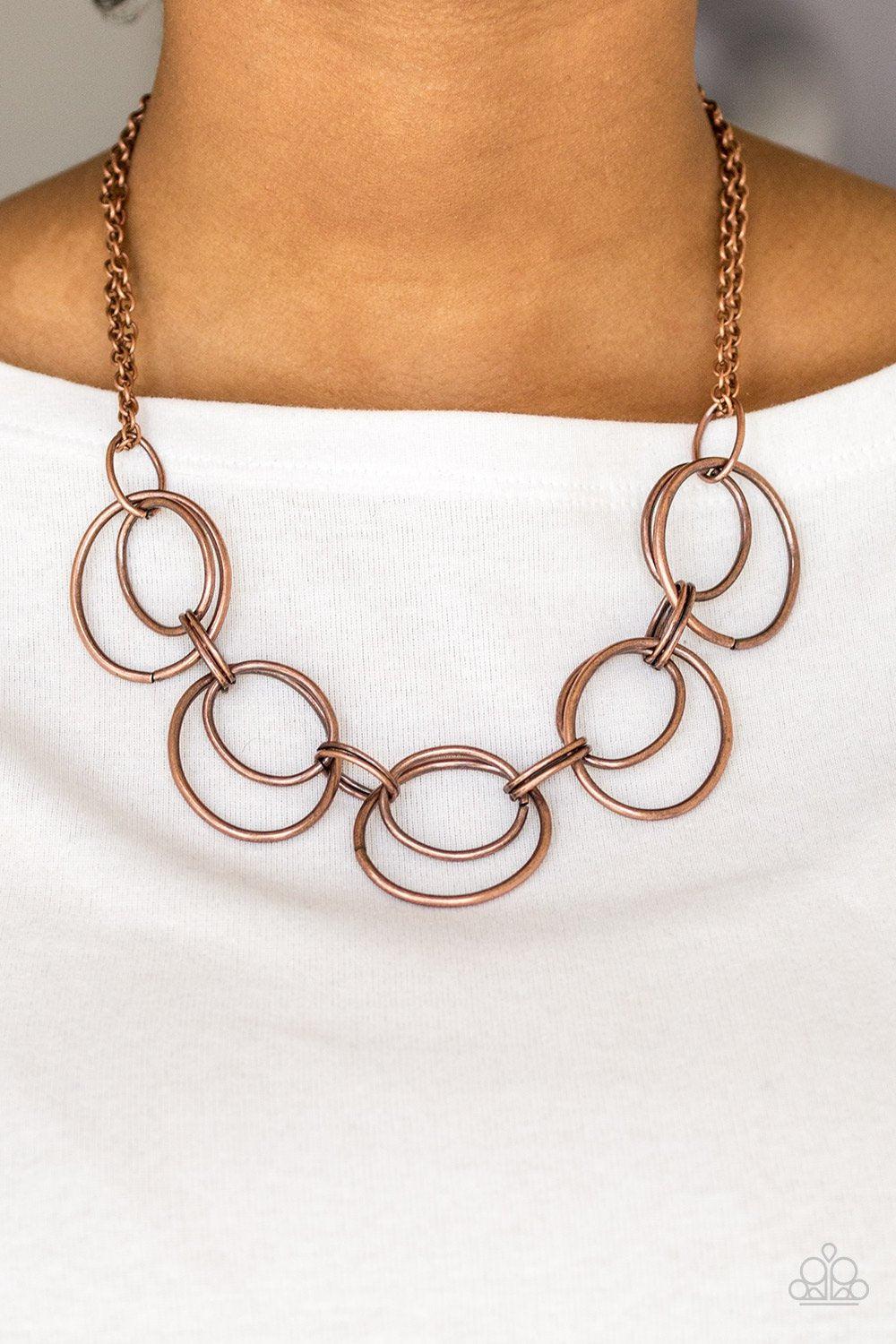 Urban Orbit Copper Necklace - Paparazzi Accessories- lightbox - CarasShop.com - Paparazzi Jewelry by Cara Jewels
