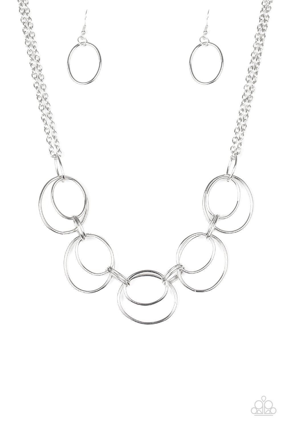 Urban Orbit Silver Necklace - Paparazzi Accessories- lightbox - CarasShop.com - Paparazzi Jewelry by Cara Jewels