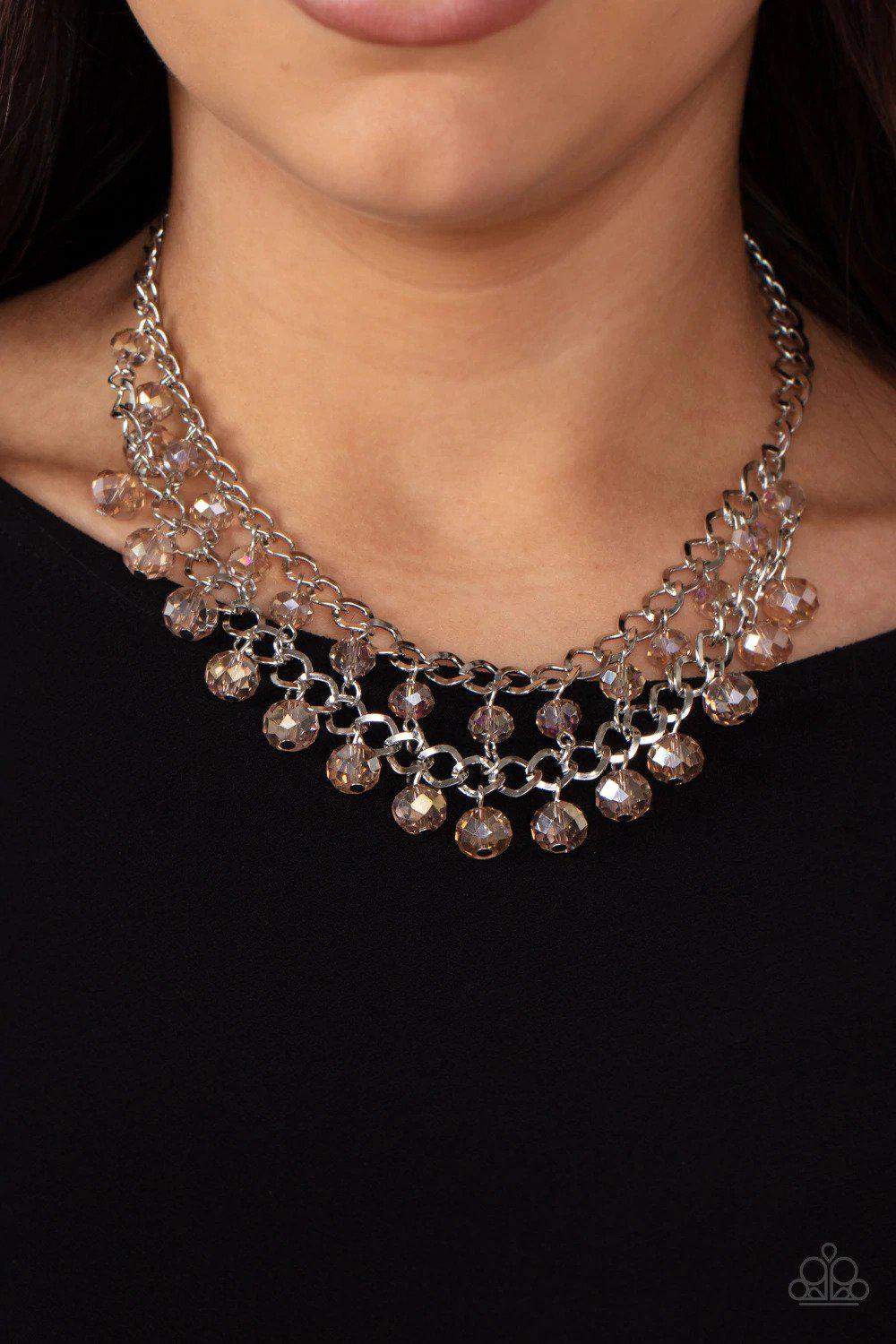 Urban Palace Brown Necklace - Paparazzi Accessories- on model - CarasShop.com - Paparazzi Jewelry by Cara Jewels