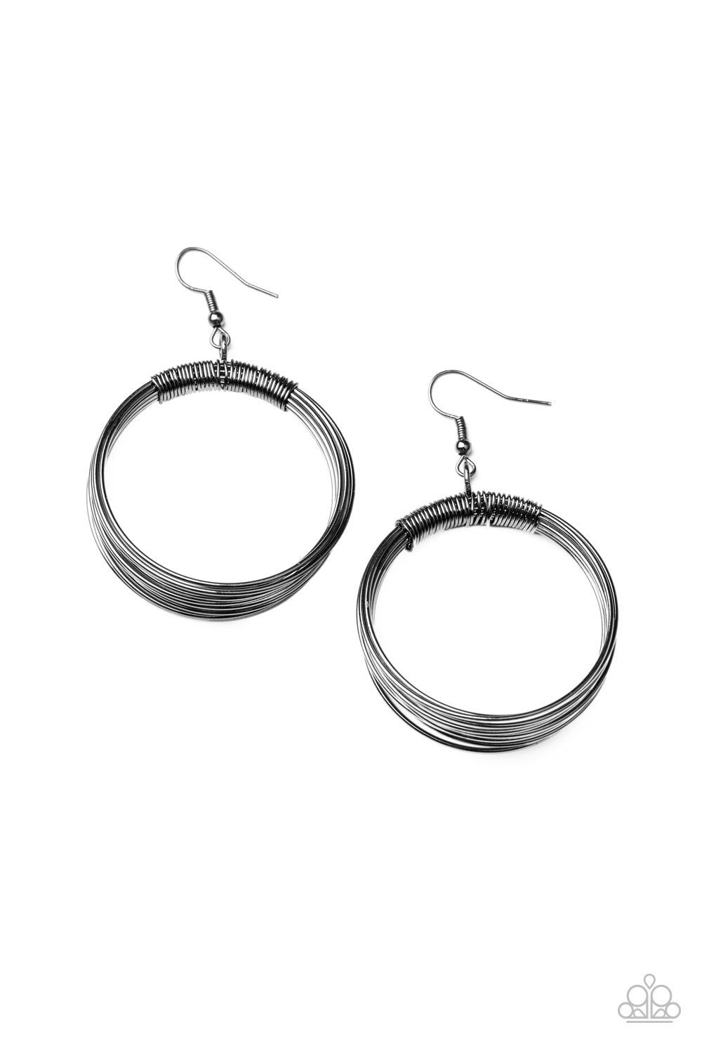Urban-Spun Gunmetal Black Earrings - Paparazzi Accessories- lightbox - CarasShop.com - Paparazzi Jewelry by Cara Jewels