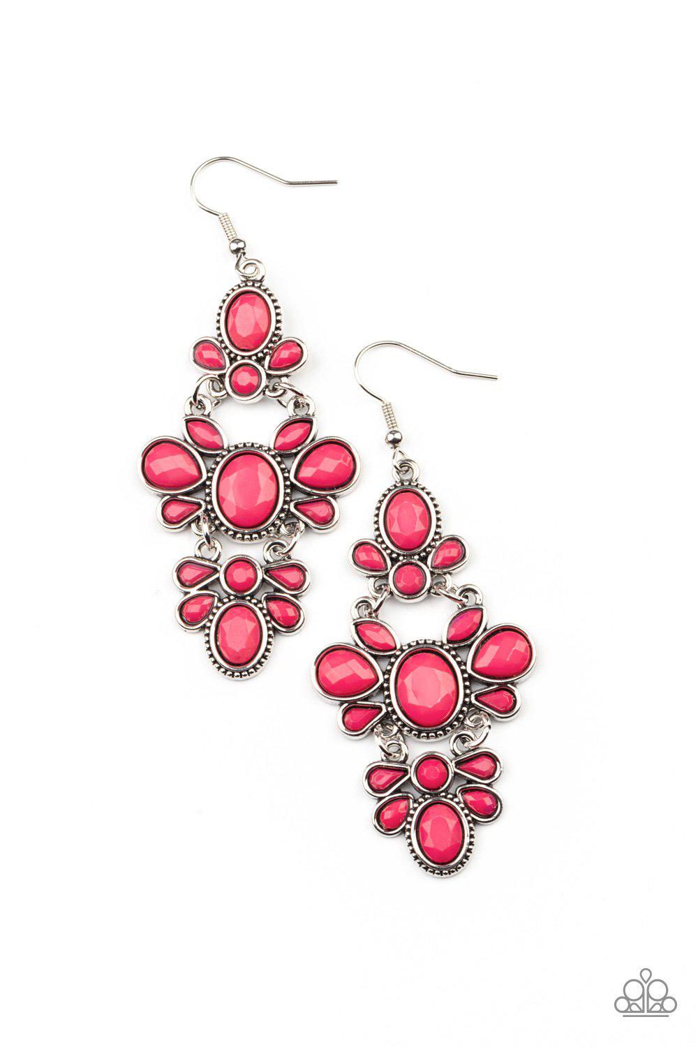 VACAY The Premises Pink Earrings - Paparazzi Accessories- lightbox - CarasShop.com - Paparazzi Jewelry by Cara Jewels