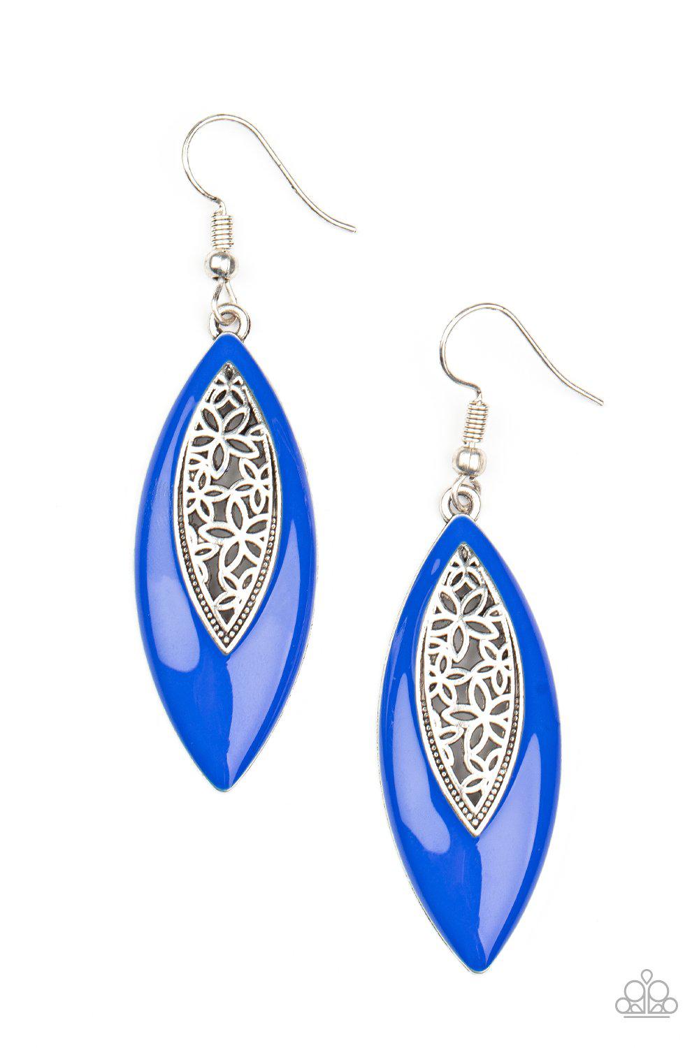 Venetian Vanity Blue and Silver Earrings - Paparazzi Accessories- lightbox - CarasShop.com - Paparazzi Jewelry by Cara Jewels