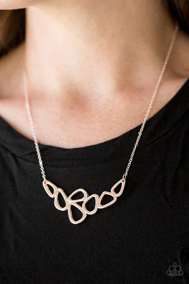 Vertigo Rose Gold Necklace - Paparazzi Accessories- on model - CarasShop.com - Paparazzi Jewelry by Cara Jewels