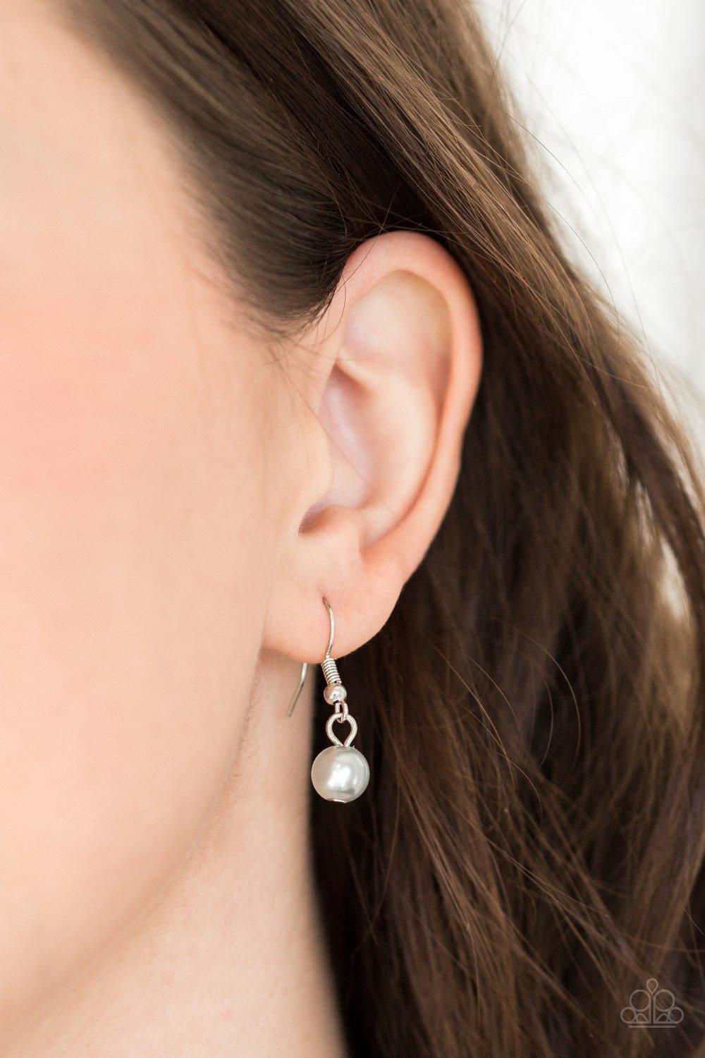 Very Valentine Silver Heart Necklace - Paparazzi Accessories- on model - CarasShop.com - Paparazzi Jewelry by Cara Jewels