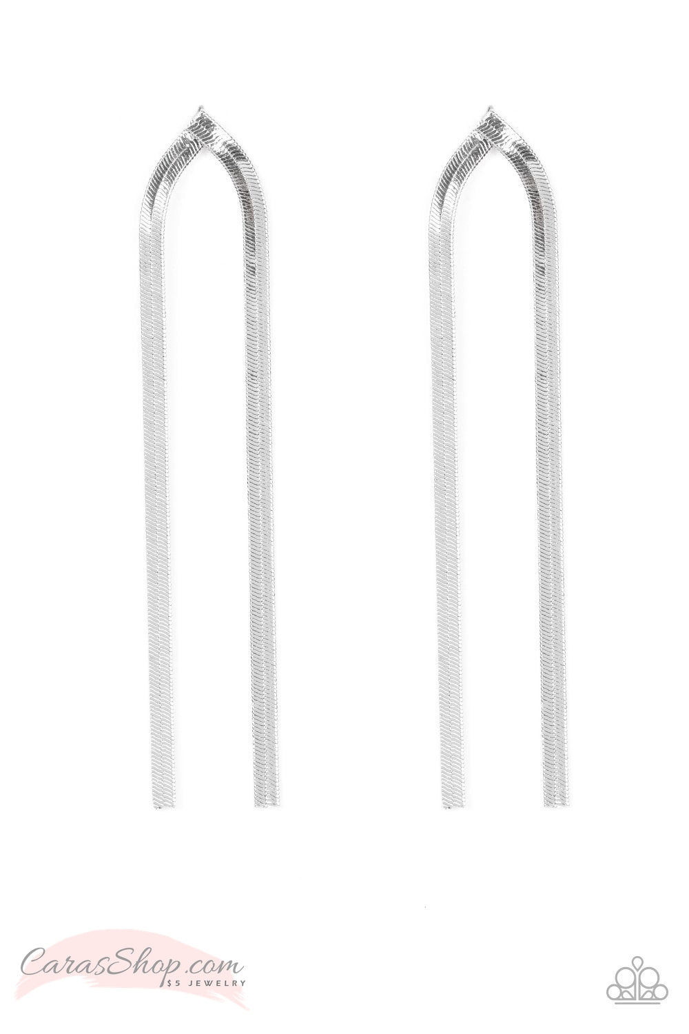 Very Viper - Silver Chain Earrings - Paparazzi Accessories- lightbox - CarasShop.com - Paparazzi Jewelry by Cara Jewels