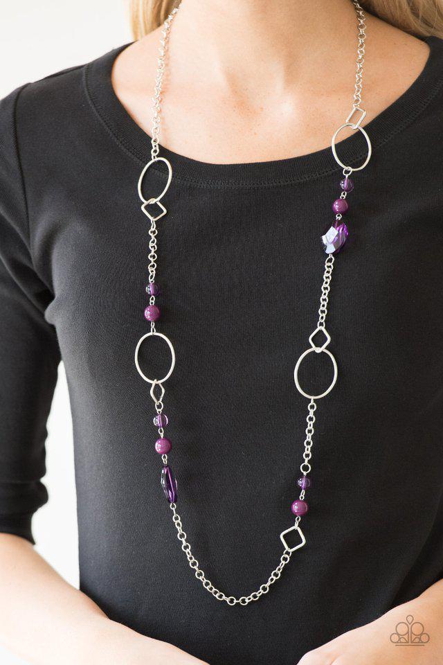Very Visionary Purple Necklace - Paparazzi Accessories- on model - CarasShop.com - Paparazzi Jewelry by Cara Jewels