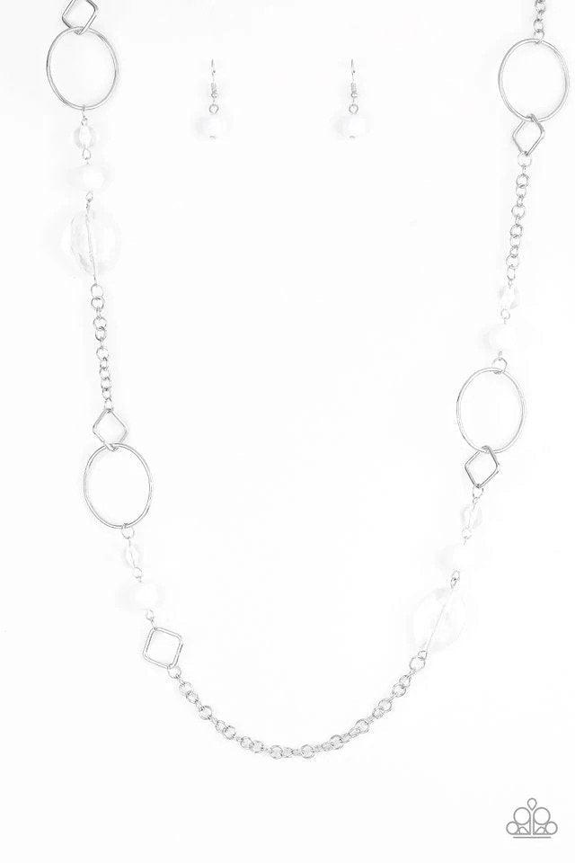 Very Visionary White Necklace - Paparazzi Accessories- lightbox - CarasShop.com - Paparazzi Jewelry by Cara Jewels
