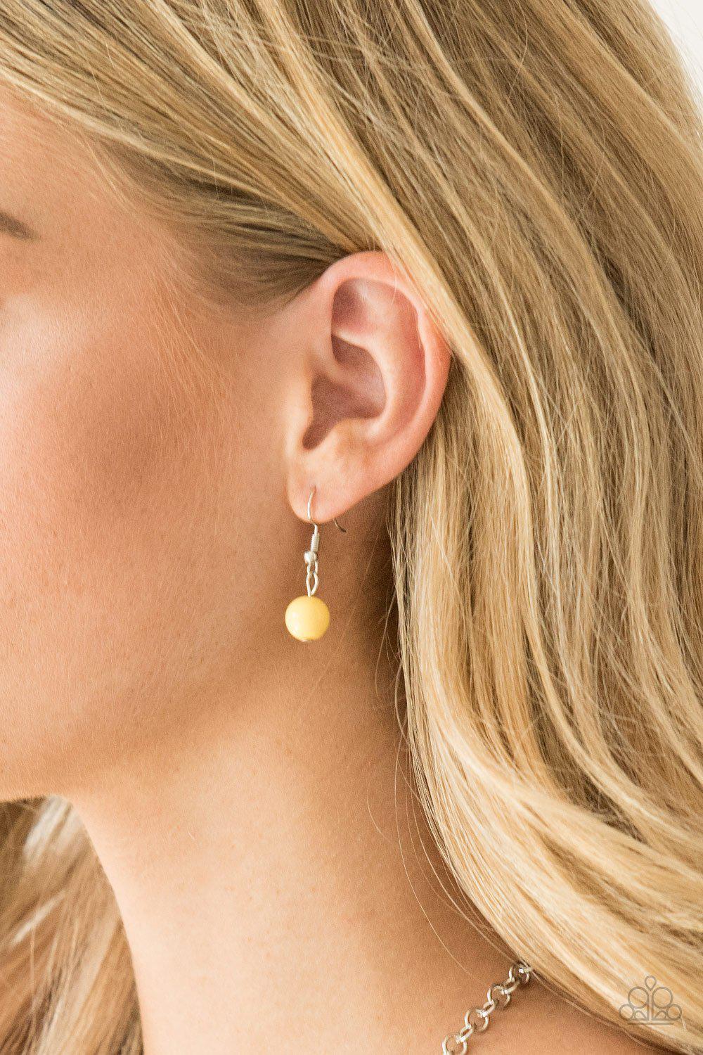 Very Visionary Yellow and Silver Necklace - Paparazzi Accessories - free matching earrings -CarasShop.com - Paparazzi Jewelry by Cara Jewels