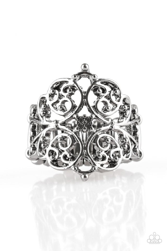 Victorian Valor Black Ring - Paparazzi Accessories- lightbox - CarasShop.com - Paparazzi Jewelry by Cara Jewels