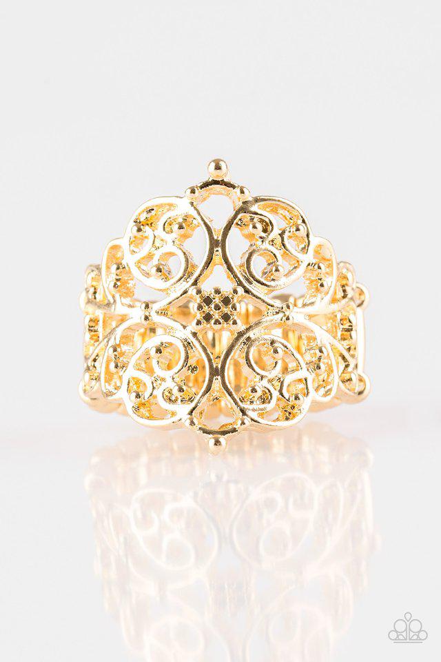 Victorian Valor Gold Ring - Paparazzi Accessories- lightbox - CarasShop.com - Paparazzi Jewelry by Cara Jewels
