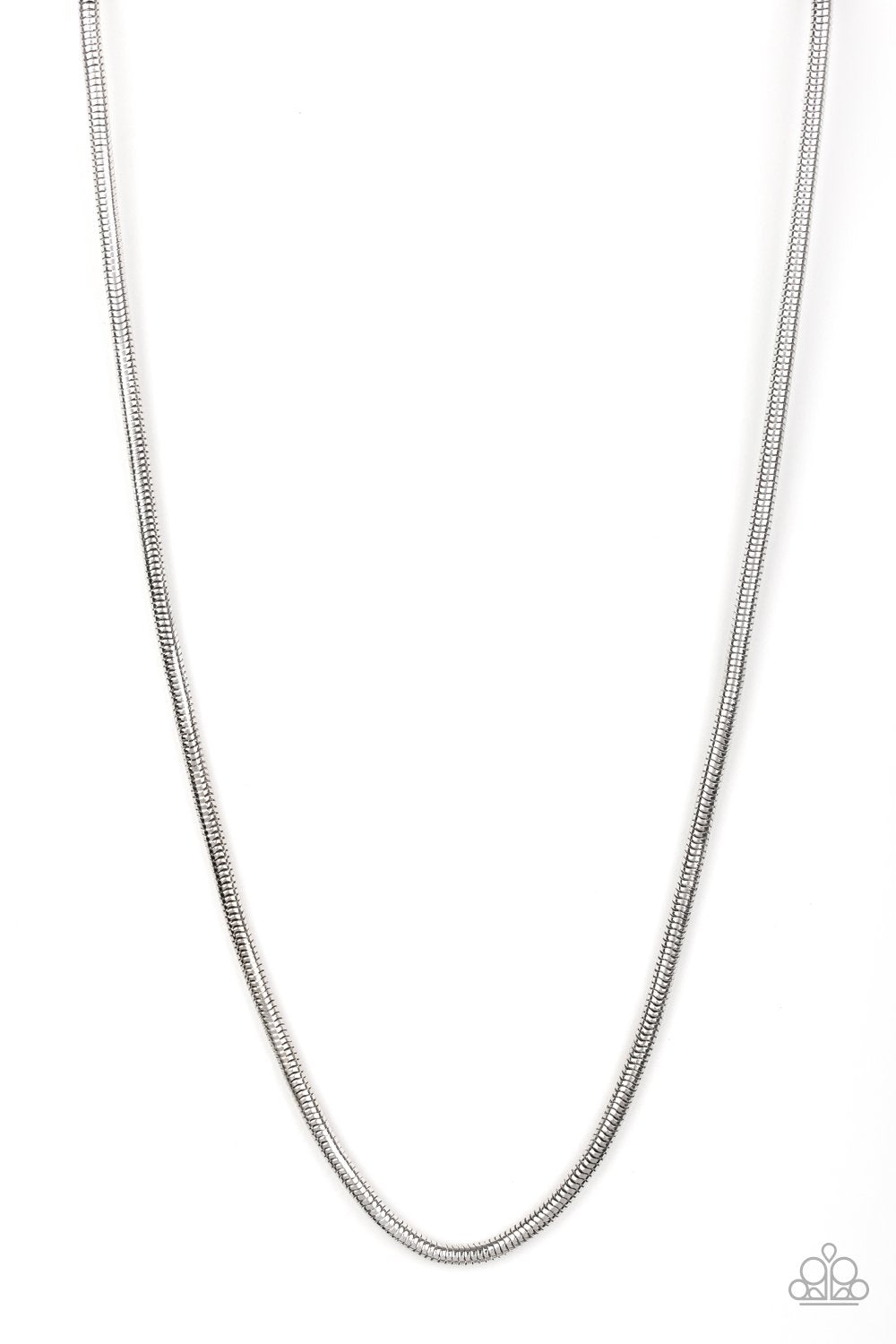 Victory Lap Men's Silver Snake Chain Necklace - Paparazzi Accessories- lightbox - CarasShop.com - Paparazzi Jewelry by Cara Jewels