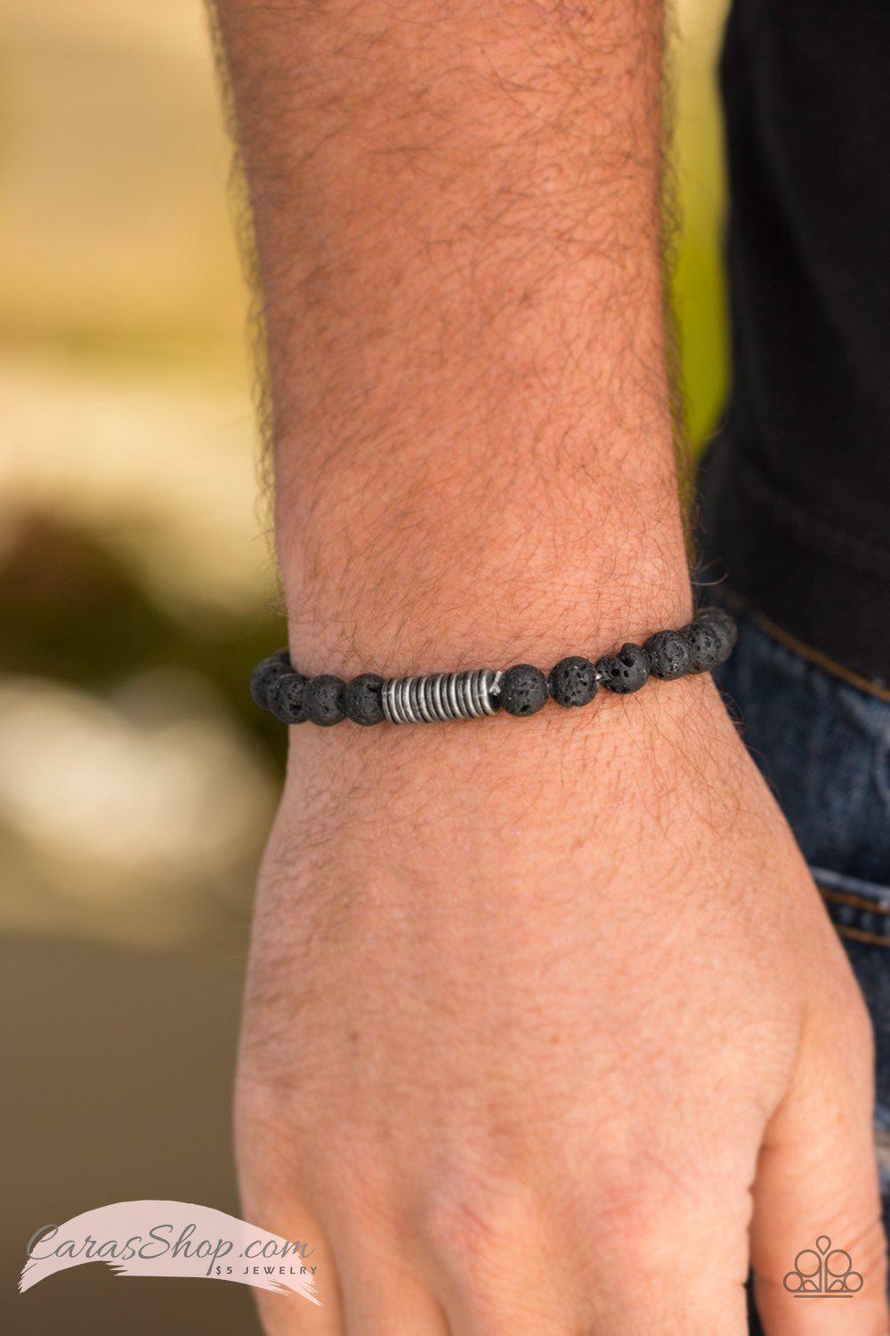 Vigor Black Lava Rock Bracelet - Paparazzi Accessories- lightbox - CarasShop.com - Paparazzi Jewelry by Cara Jewels