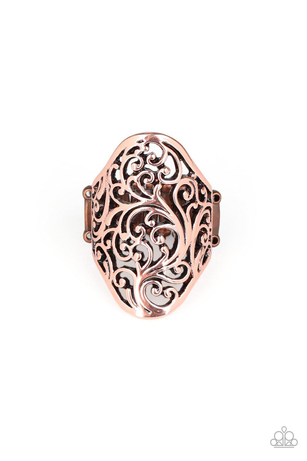 Vine Vibe Copper Filigree Ring - Paparazzi Accessories- lightbox - CarasShop.com - Paparazzi Jewelry by Cara Jewels