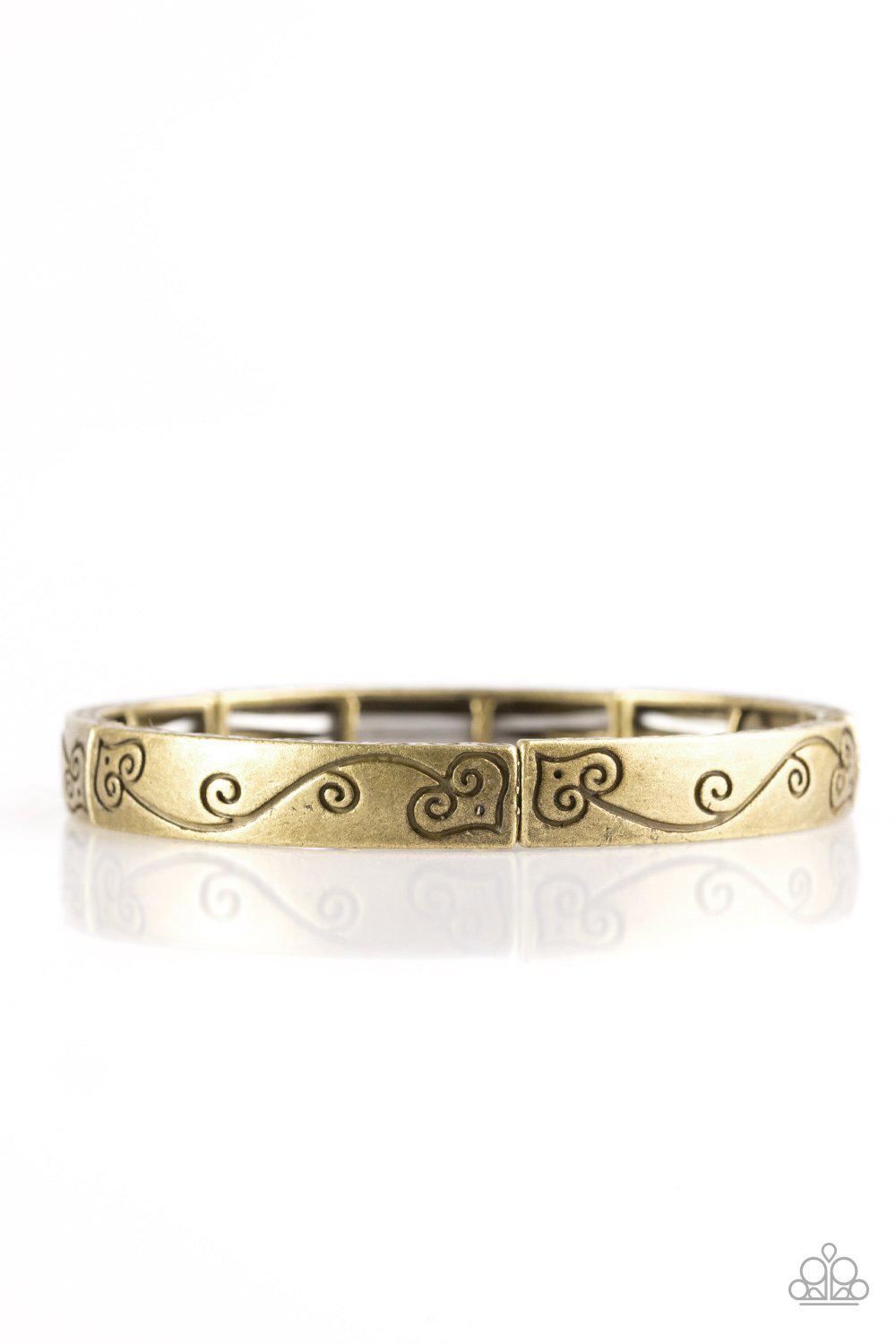 Vine With Me Brass Stretch Bangle Bracelet - Paparazzi Accessories- lightbox - CarasShop.com - Paparazzi Jewelry by Cara Jewels