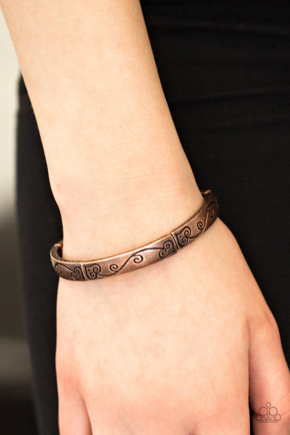 Vine With Me Copper Stretch Bangle Bracelet - Paparazzi Accessories- lightbox - CarasShop.com - Paparazzi Jewelry by Cara Jewels