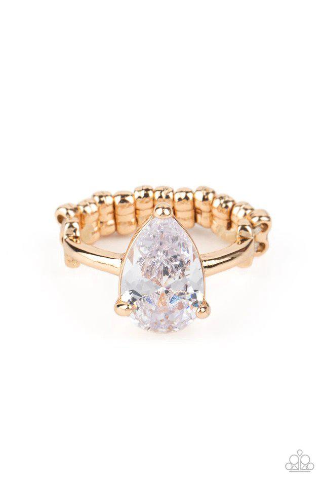Vintage Engagement Gold Ring - Paparazzi Accessories- lightbox - CarasShop.com - Paparazzi Jewelry by Cara Jewels
