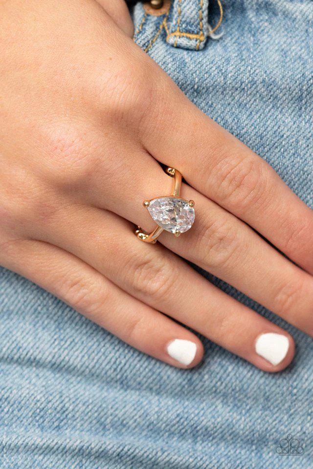 Vintage Engagement Gold Ring - Paparazzi Accessories- lightbox - CarasShop.com - Paparazzi Jewelry by Cara Jewels