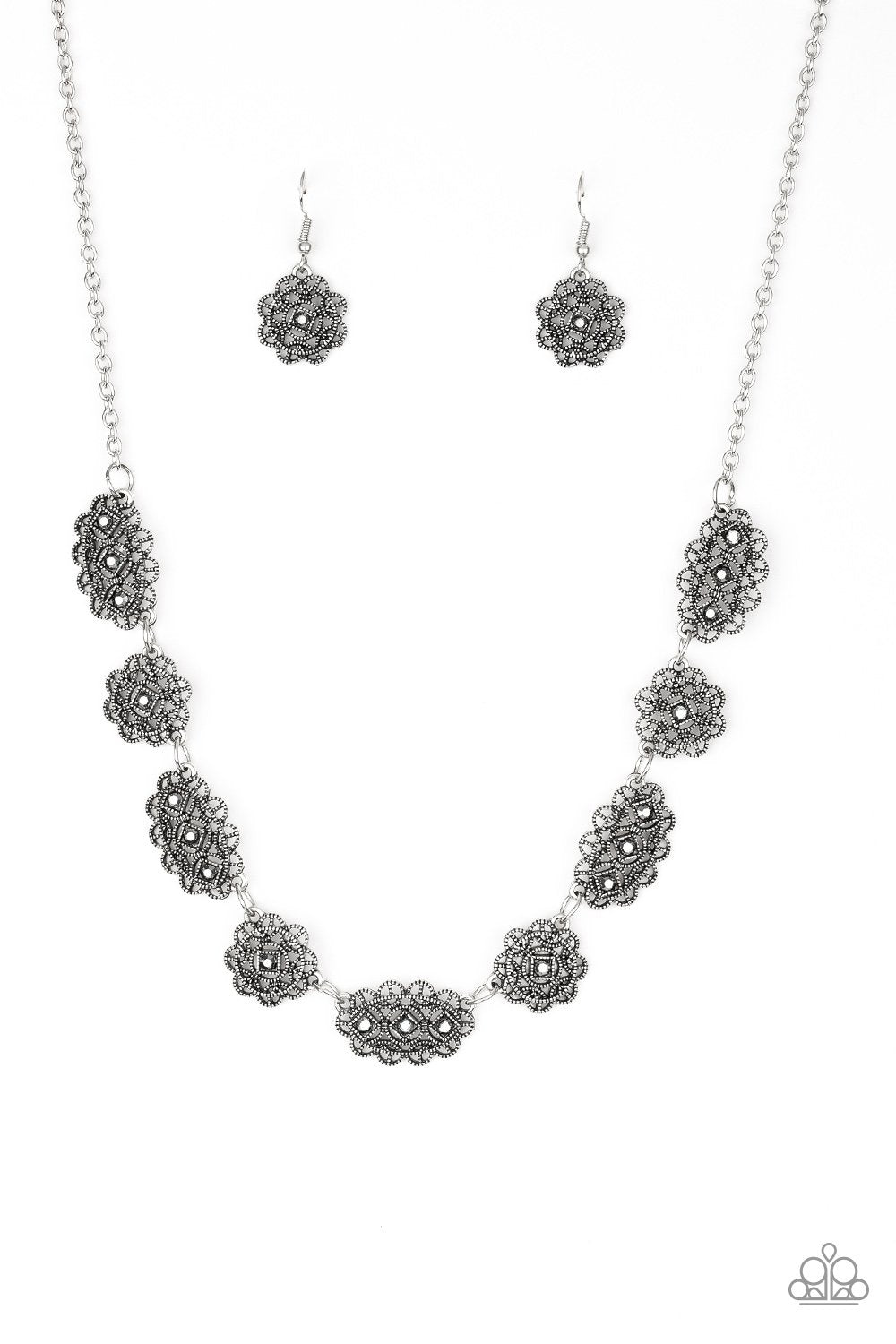 Vintage Vogue Silver Necklace - Paparazzi Accessories- lightbox - CarasShop.com - Paparazzi Jewelry by Cara Jewels
