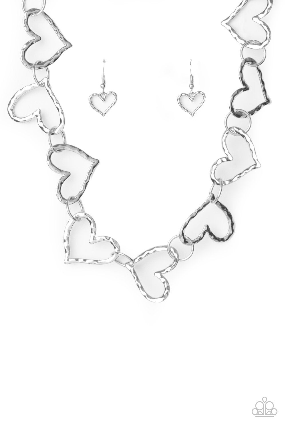 Vintagely Valentine Silver Heart Necklace - Paparazzi Accessories- lightbox - CarasShop.com - Paparazzi Jewelry by Cara Jewels