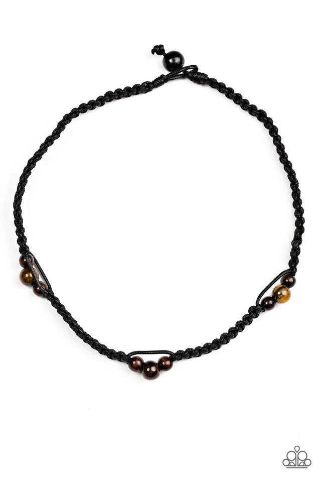 Vitality Men's Black & Tiger Eye Urban Necklace - Paparazzi Accessories- lightbox - CarasShop.com - Paparazzi Jewelry by Cara Jewels