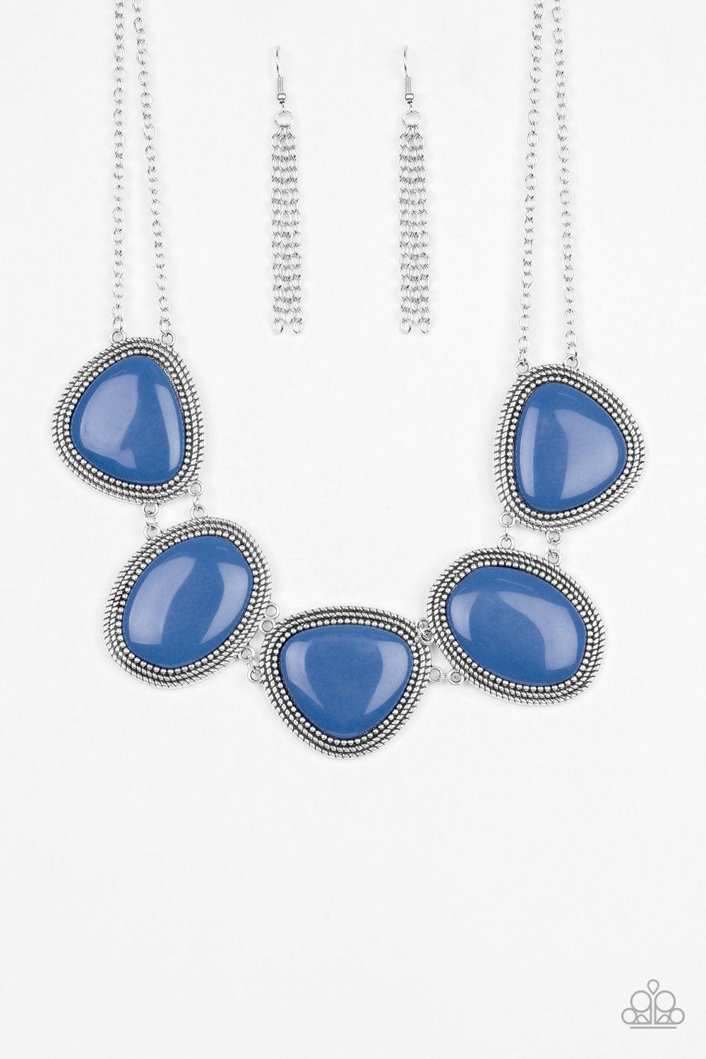 Viva La VIVID Blue Necklace - Paparazzi Accessories - free matching earrings -CarasShop.com - Paparazzi Jewelry by Cara Jewels