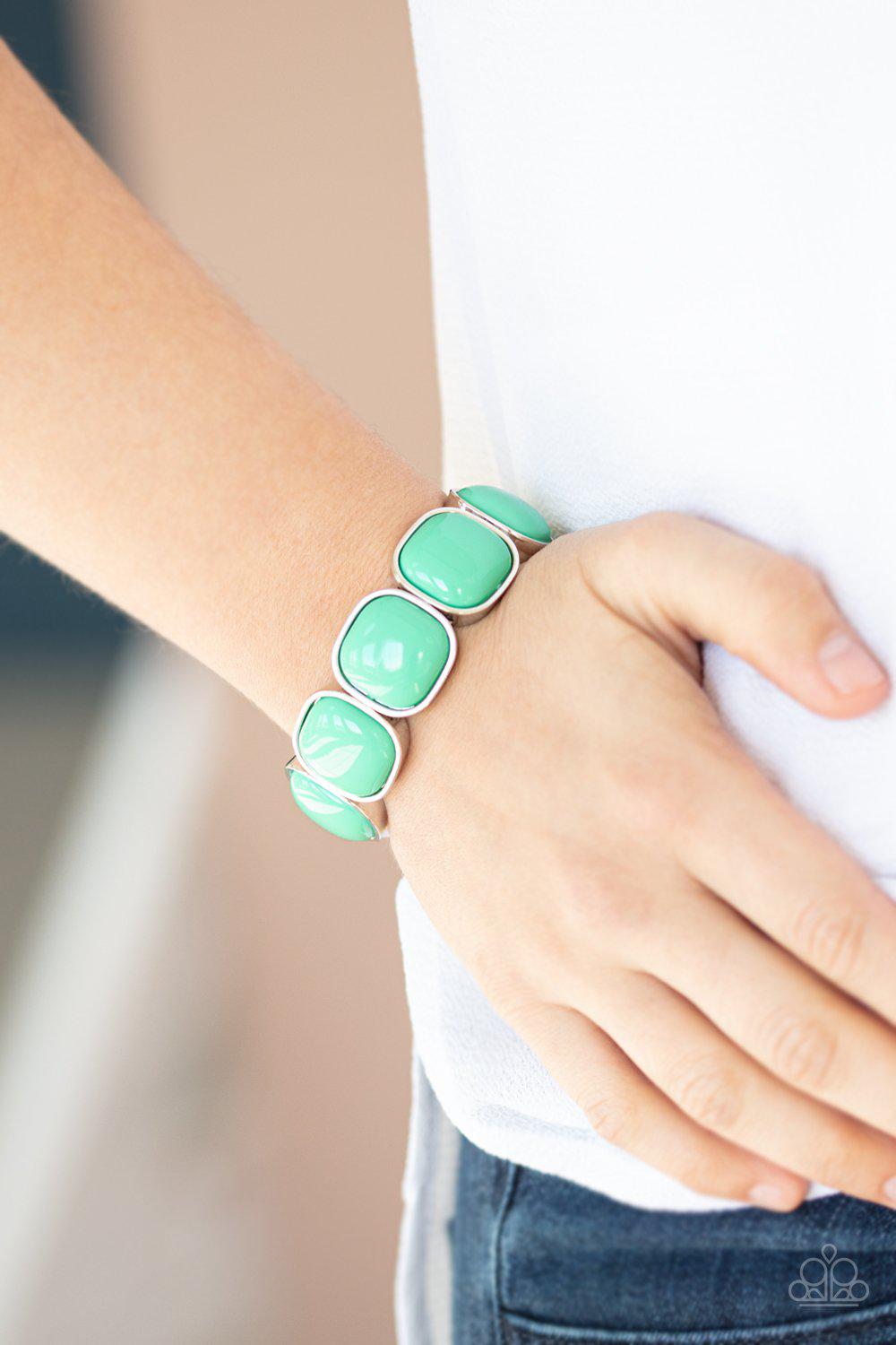 Vivacious Volume Green Bracelet - Paparazzi Accessories- lightbox - CarasShop.com - Paparazzi Jewelry by Cara Jewels