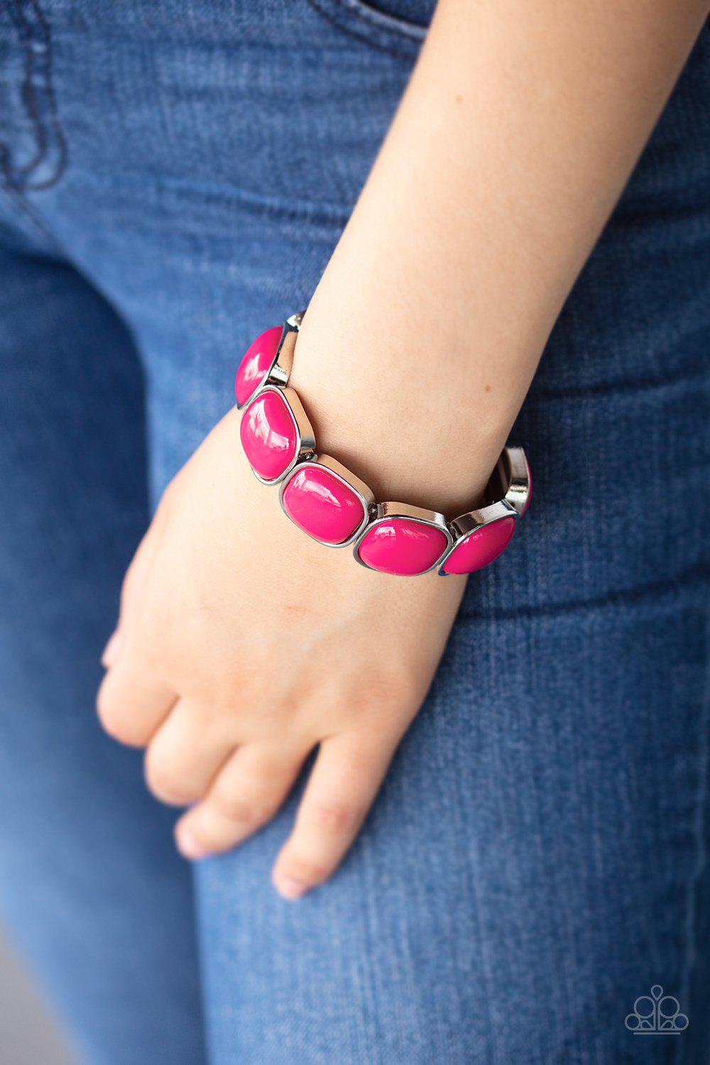Vivacious Volume Pink Bracelet - Paparazzi Accessories- lightbox - CarasShop.com - Paparazzi Jewelry by Cara Jewels