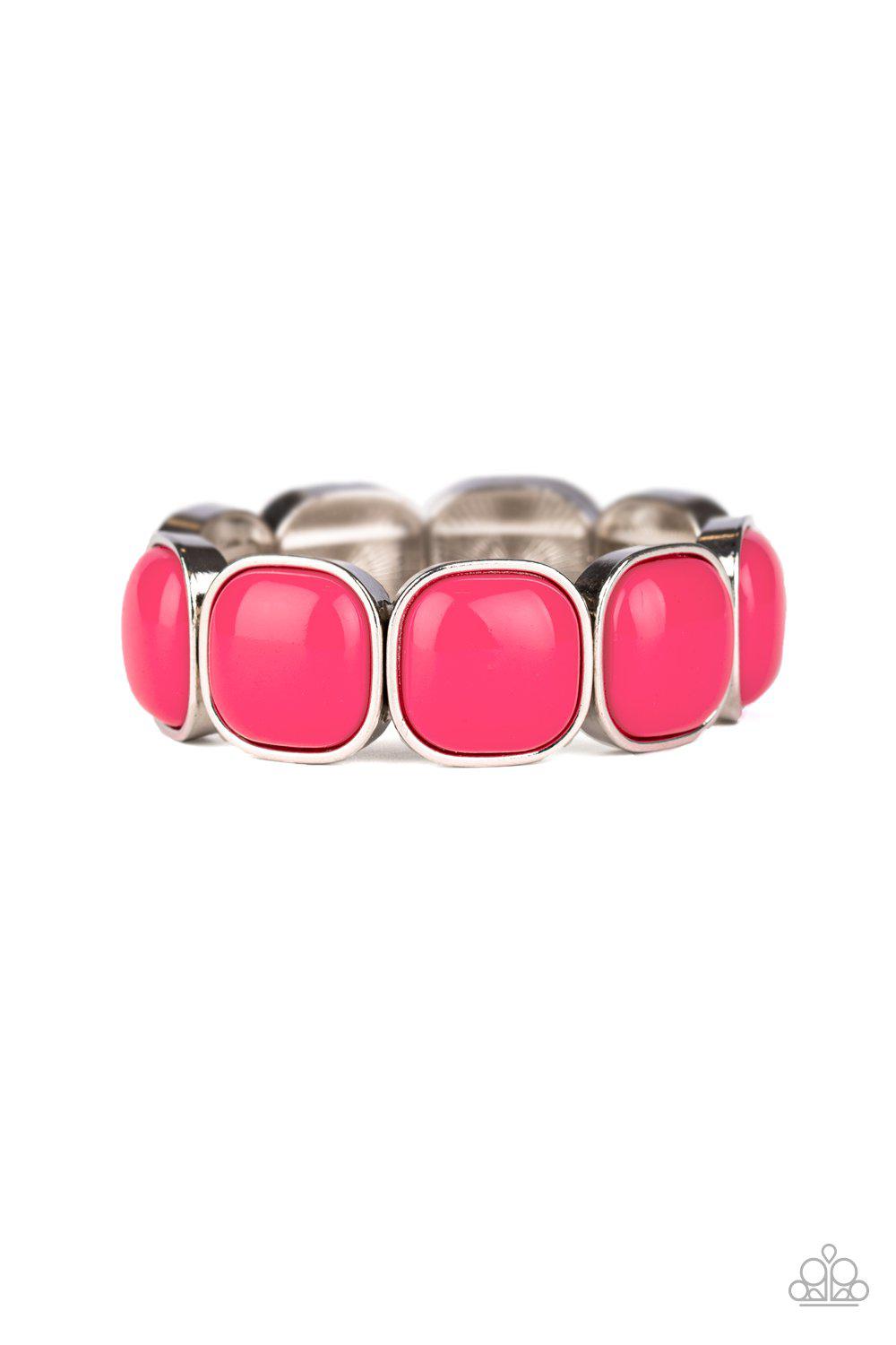 Vivacious Volume Pink Bracelet - Paparazzi Accessories- on model - CarasShop.com - Paparazzi Jewelry by Cara Jewels