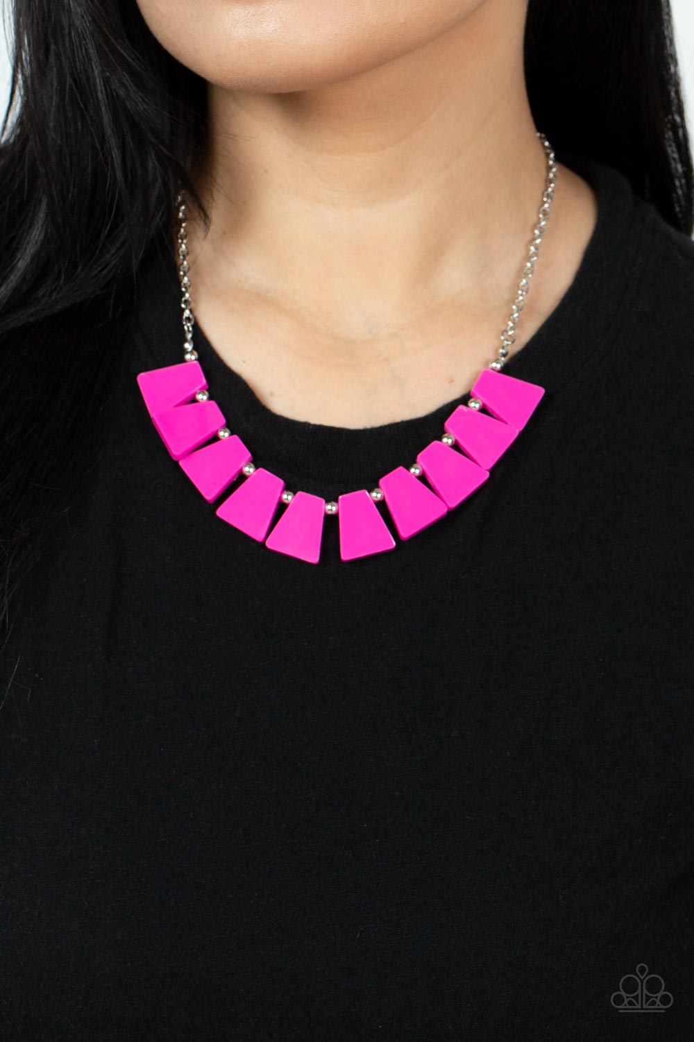 Vivaciously Versatile Pink Necklace - Paparazzi Accessories- on model - CarasShop.com - Paparazzi Jewelry by Cara Jewels