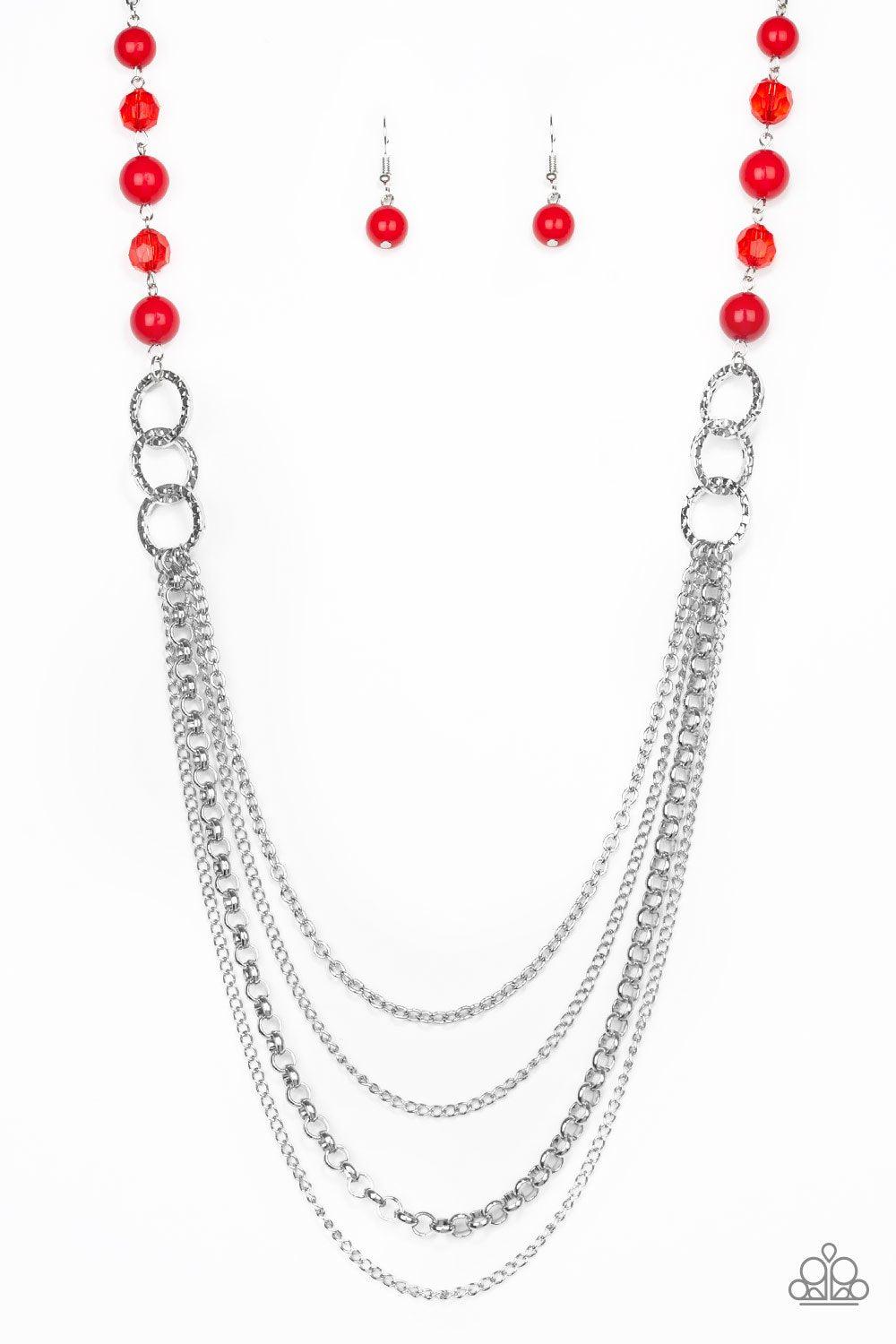 Vividly Vivid Red Necklace - Paparazzi Accessories- lightbox - CarasShop.com - Paparazzi Jewelry by Cara Jewels