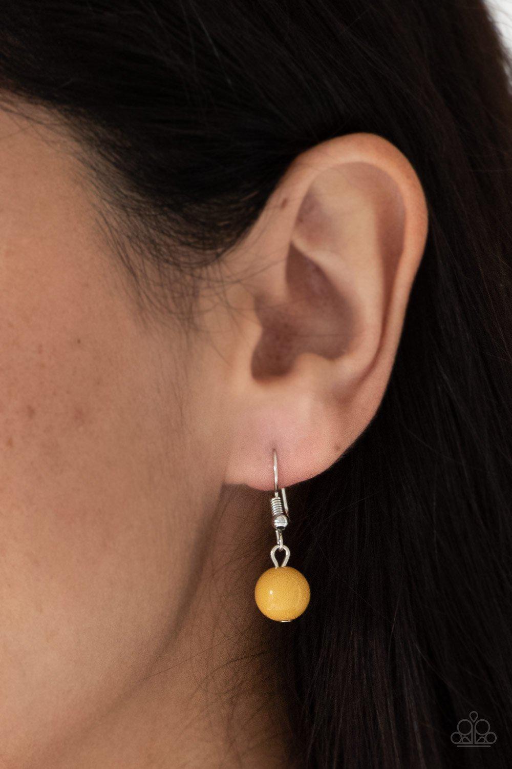 Vividly Vivid Yellow Necklace - Paparazzi Accessories - free matching earrings -CarasShop.com - Paparazzi Jewelry by Cara Jewels