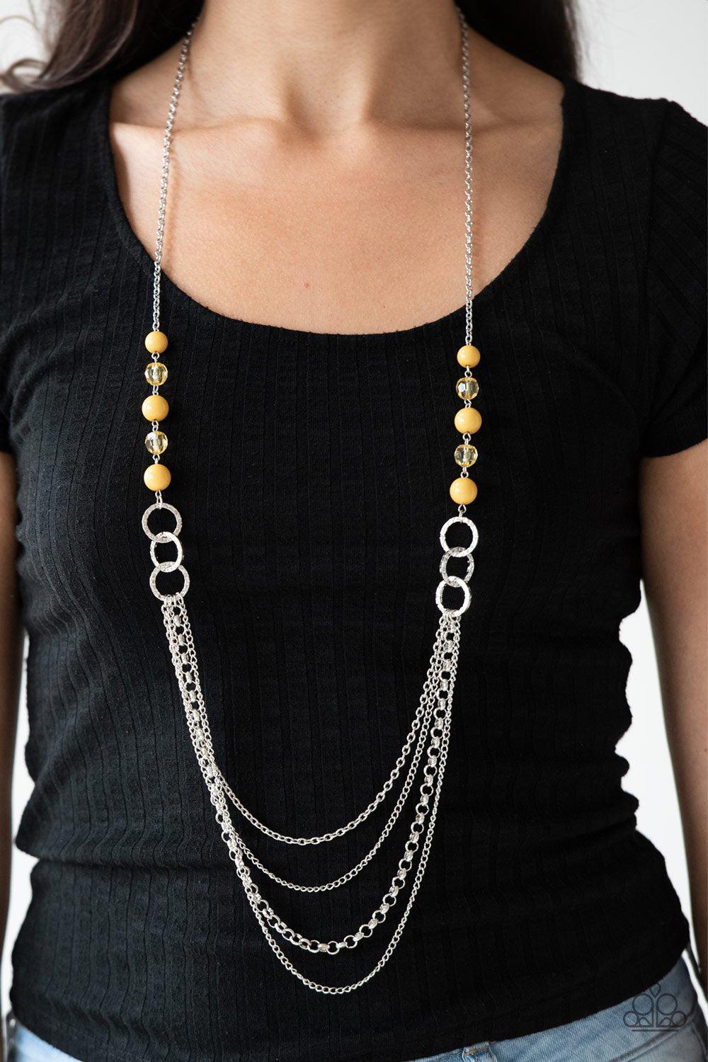 Vividly Vivid Yellow Necklace - Paparazzi Accessories- lightbox - CarasShop.com - Paparazzi Jewelry by Cara Jewels