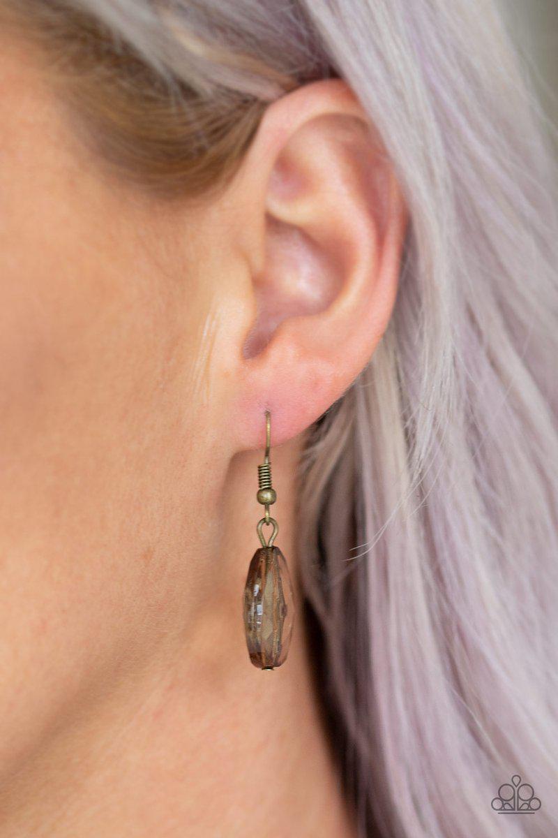 Vixen Conviction Brass Necklace - Paparazzi Accessories - free matching earrings -CarasShop.com - Paparazzi Jewelry by Cara Jewels