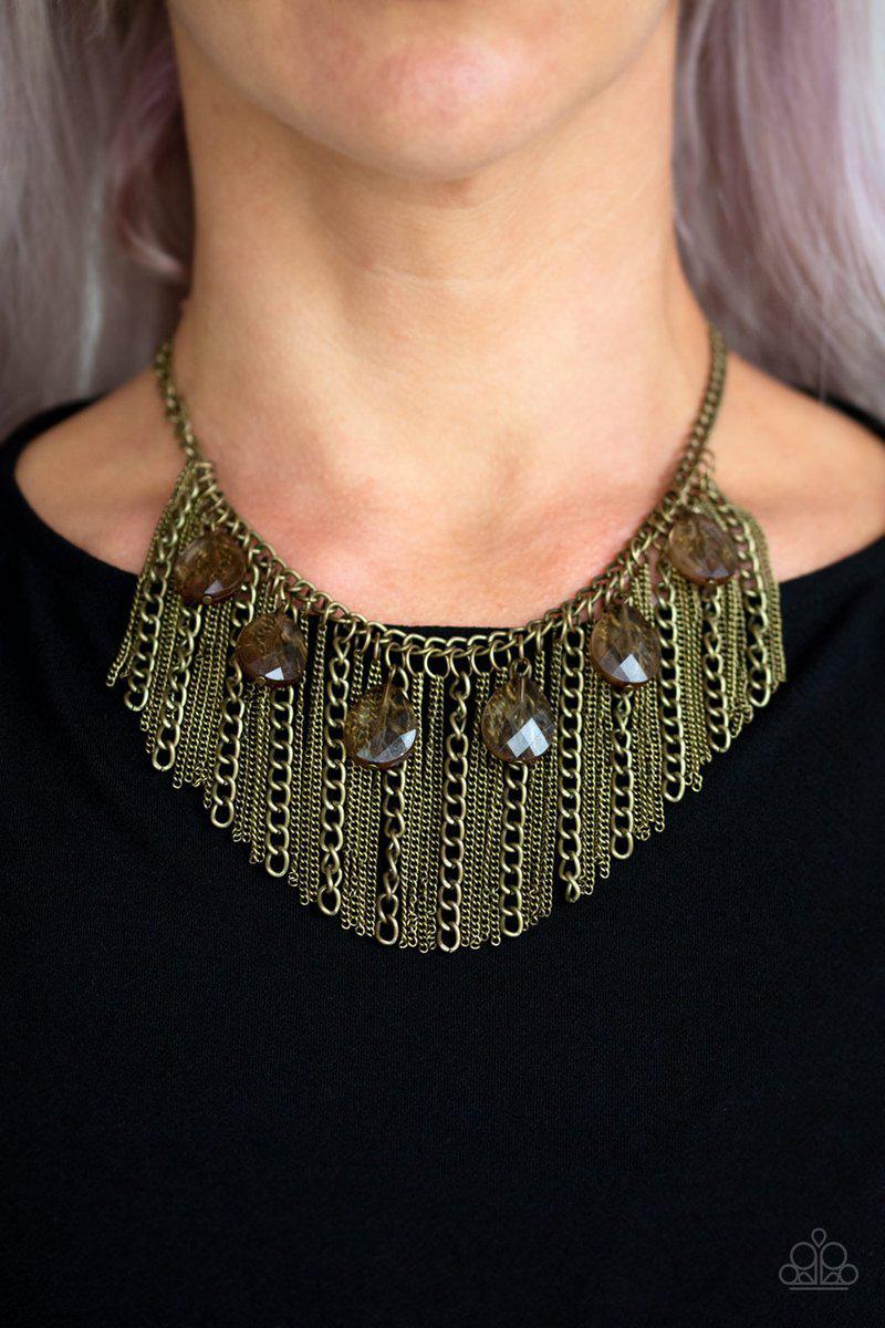 Vixen Conviction Brass Necklace - Paparazzi Accessories- lightbox - CarasShop.com - Paparazzi Jewelry by Cara Jewels