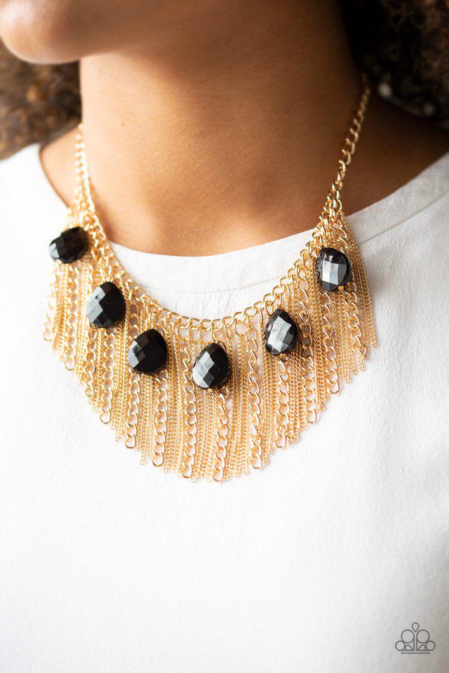Vixen Conviction Gold Necklace - Paparazzi Accessories- on model - CarasShop.com - Paparazzi Jewelry by Cara Jewels