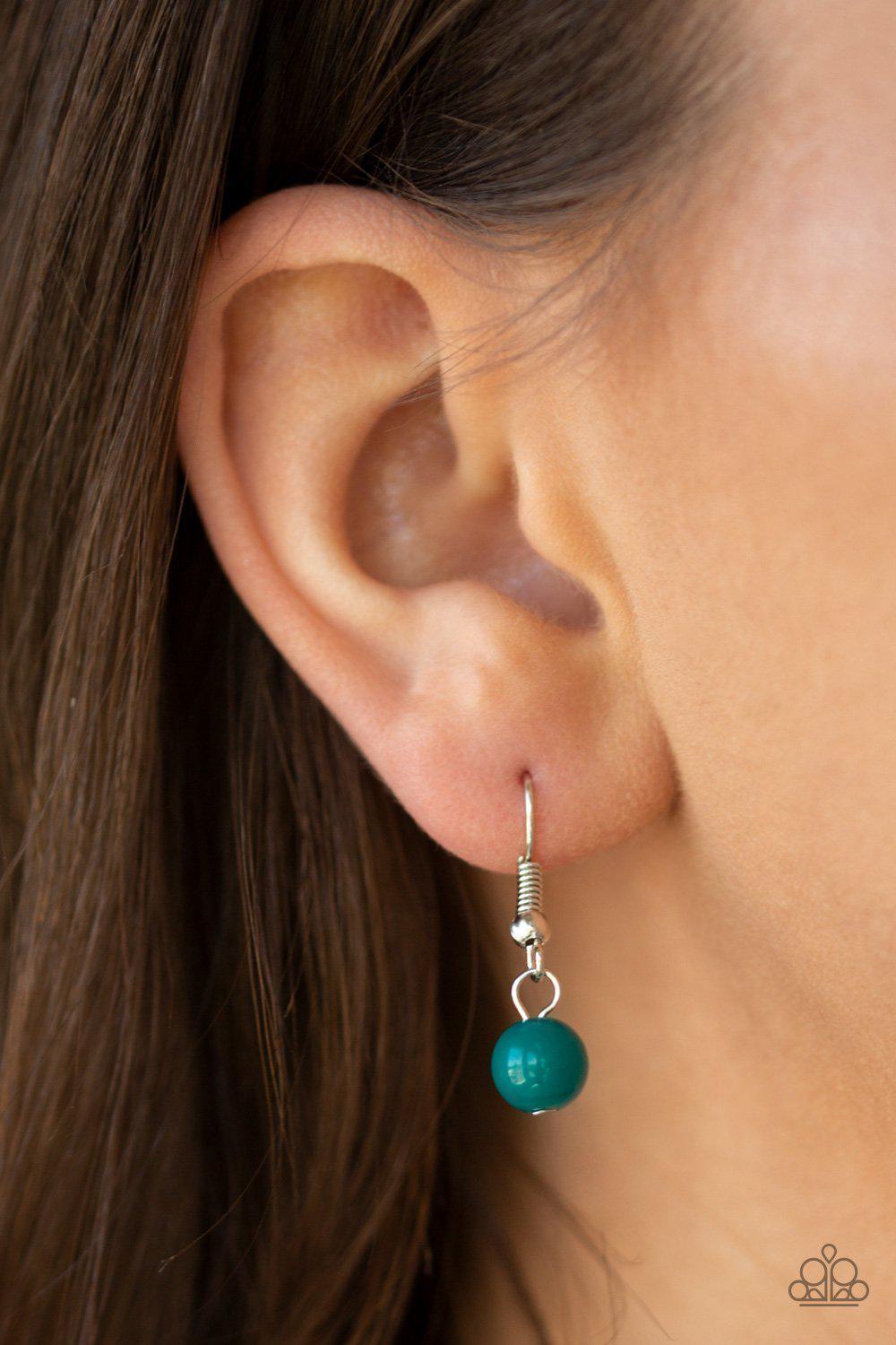 Voyager Vibes Blue and Green Necklace with matching Earrings - Paparazzi Accessories- on model - CarasShop.com - Paparazzi Jewelry by Cara Jewels