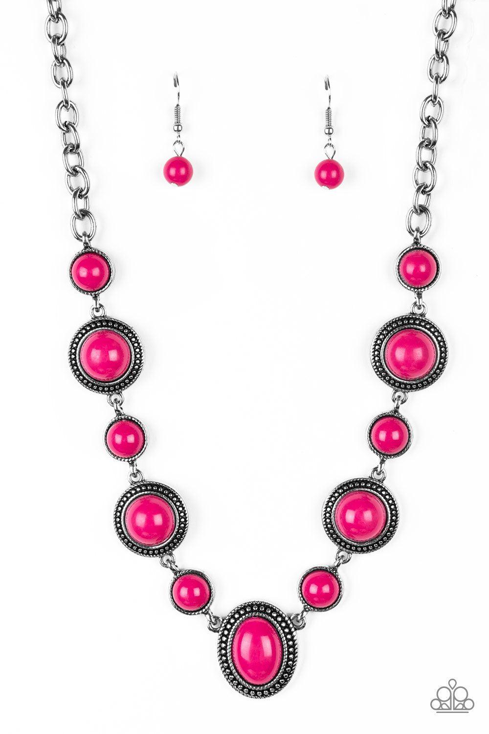 Voyager Vibes Pink Necklace - Paparazzi Accessories- lightbox - CarasShop.com - Paparazzi Jewelry by Cara Jewels