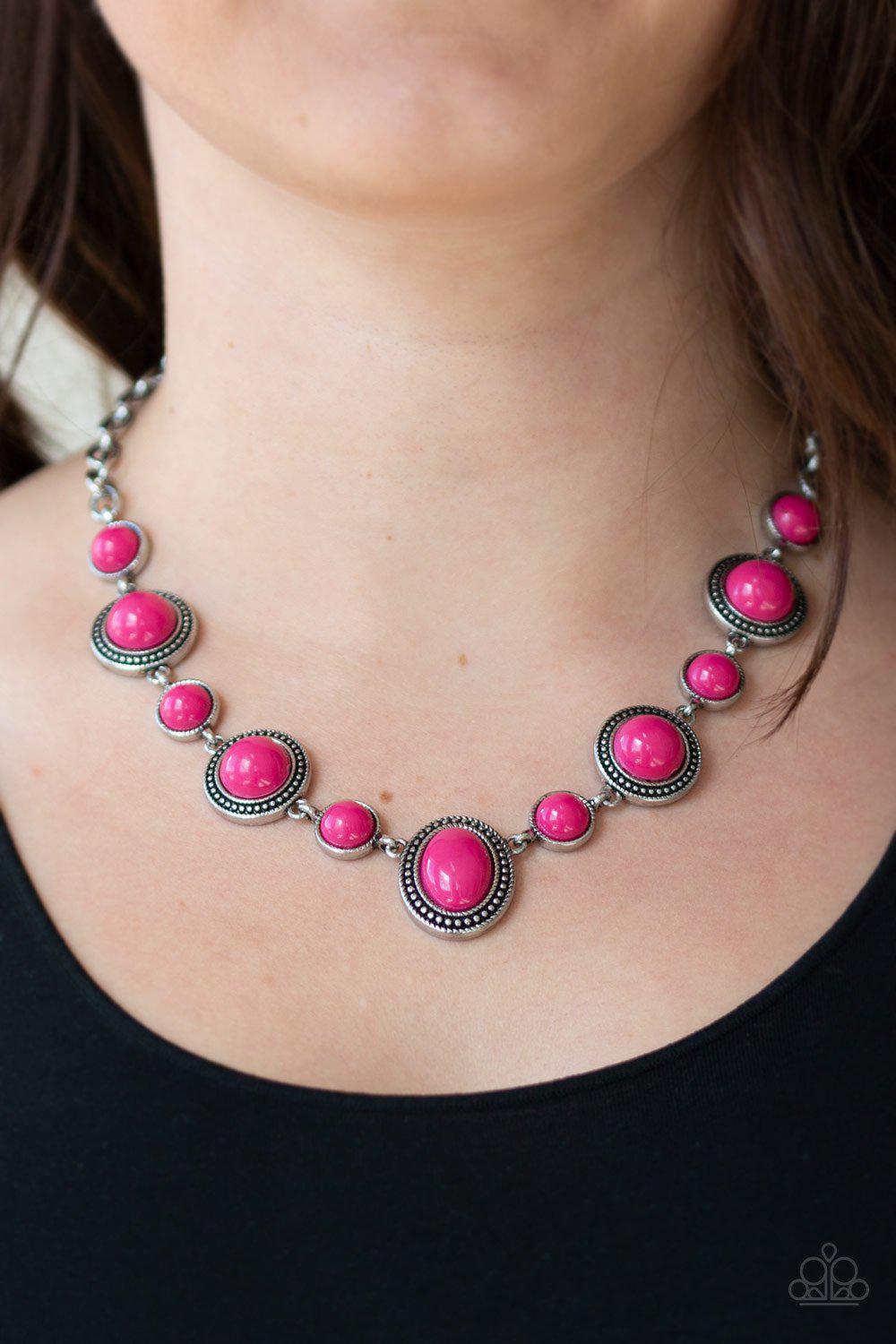 Voyager Vibes Pink Necklace - Paparazzi Accessories- lightbox - CarasShop.com - Paparazzi Jewelry by Cara Jewels