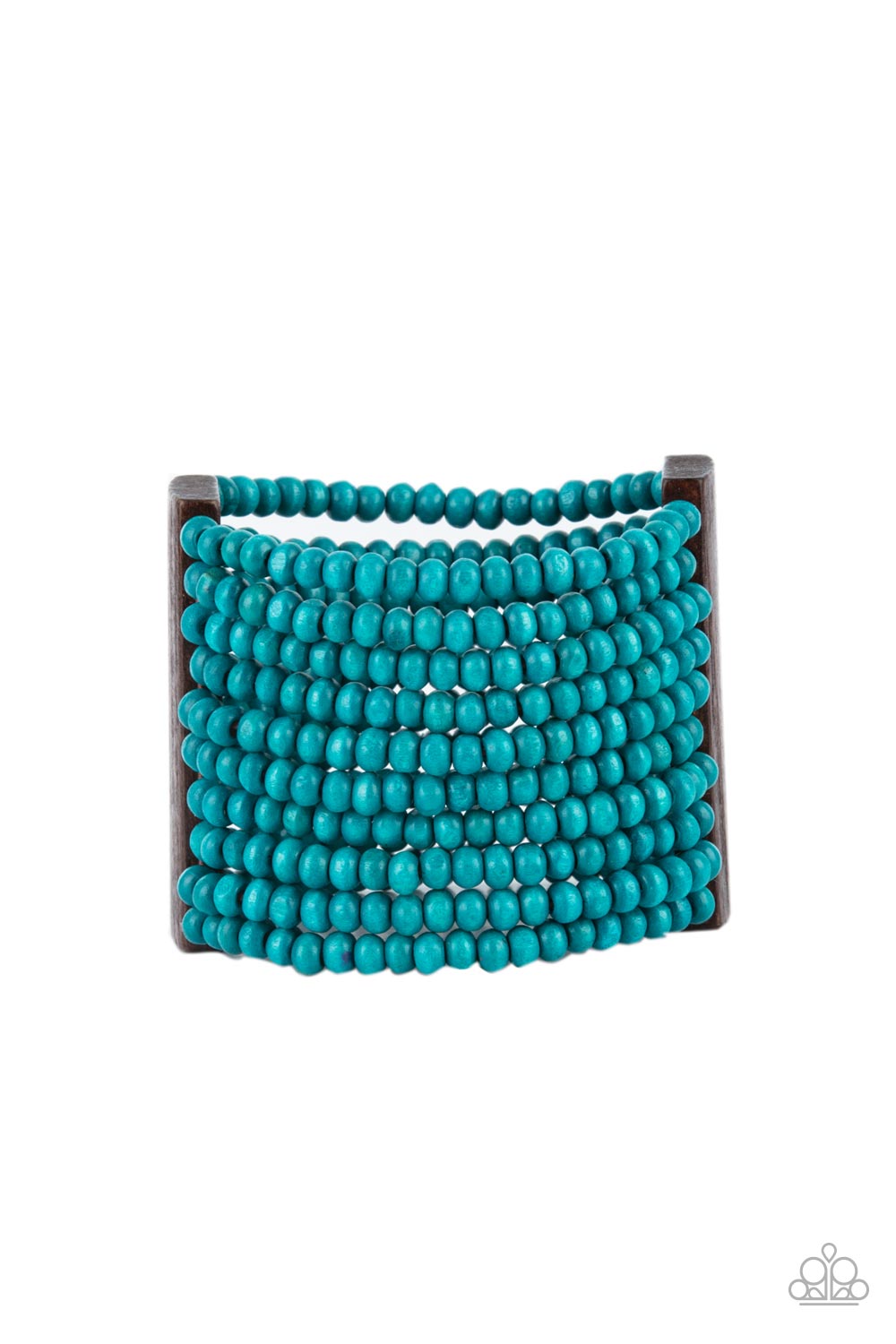 Waikiki Wonderland Blue Wood Bracelet - Paparazzi Accessories- lightbox - CarasShop.com - Paparazzi Jewelry by Cara Jewels