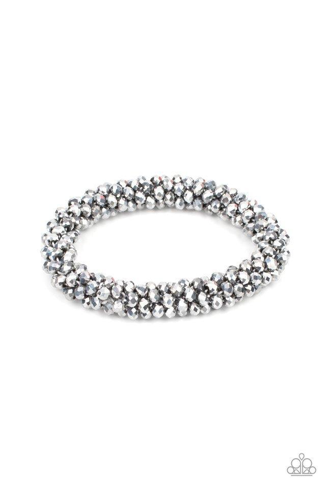 Wake Up and Sparkle Silver Bracelet - Paparazzi Accessories- on model - CarasShop.com - Paparazzi Jewelry by Cara Jewels