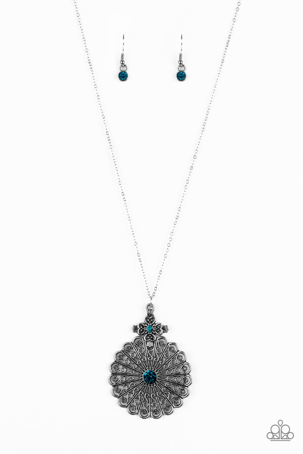Walk on the WILDFLOWER Side Blue Necklace - Paparazzi Accessories- lightbox - CarasShop.com - Paparazzi Jewelry by Cara Jewels