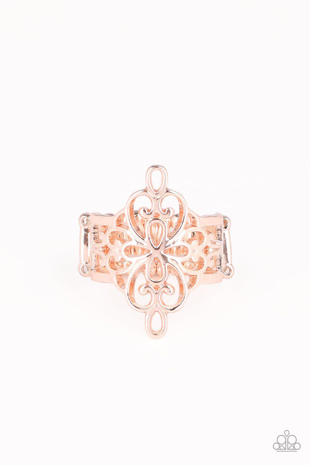 Walk The VINE Rose Gold Ring - Paparazzi Accessories- lightbox - CarasShop.com - Paparazzi Jewelry by Cara Jewels
